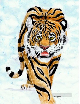  nieve Pintura Art%C3%ADstica - tigre en la nieve